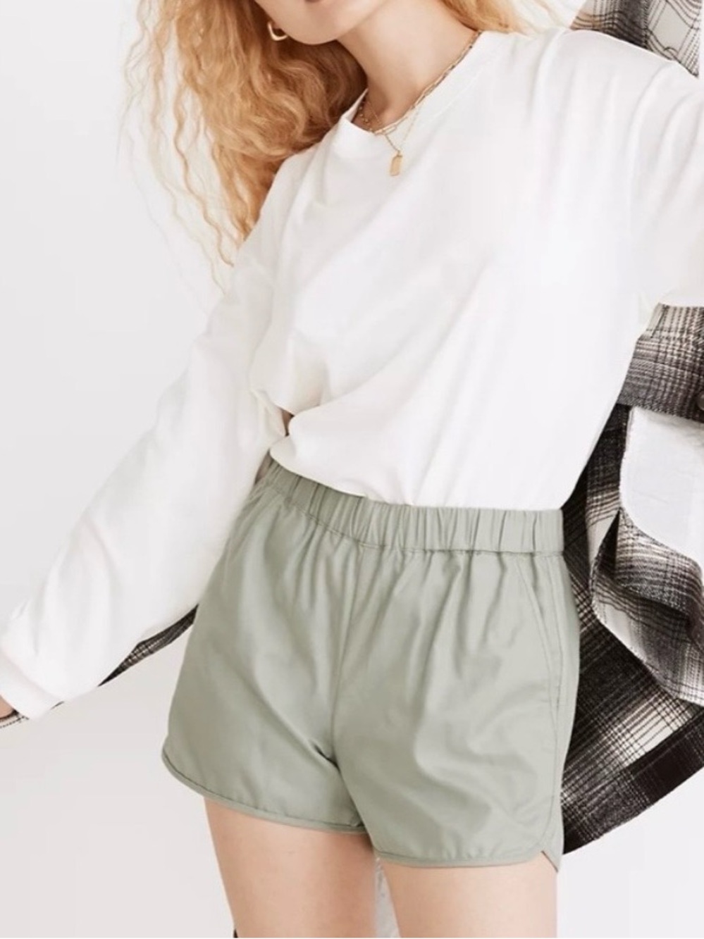 Madewell Pull-On Shorts Frosted Willow Size Large H5956 NWT